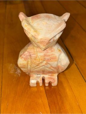Vintage Hand Carved Marble Stone Owl Figurine 3.25” Tall Paper Weight